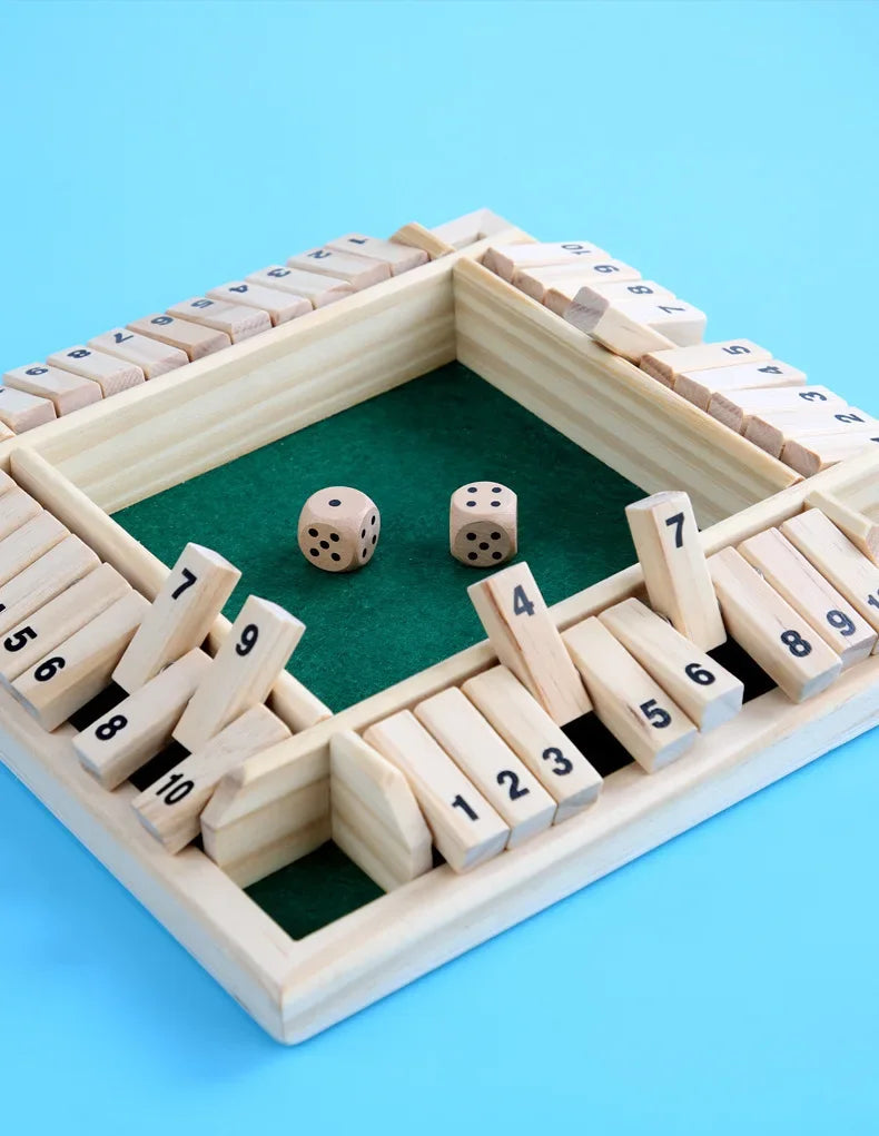 Shut The Box Classic Wooden Dice Game for Family Fun & Bonding