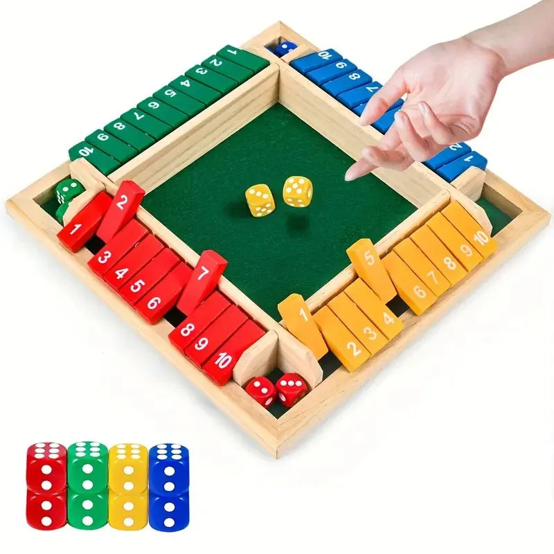 Shut The Box Classic Wooden Dice Game for Family Fun & Bonding