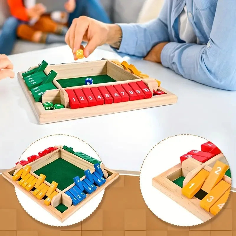 Shut The Box Classic Wooden Dice Game for Family Fun & Bonding