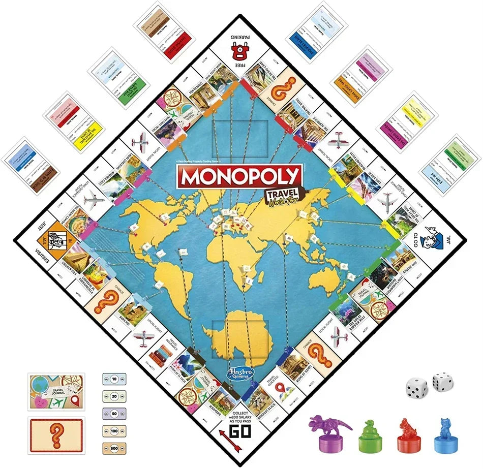 Monopoly World Tour Adventure Family Party Game with Token Stampers