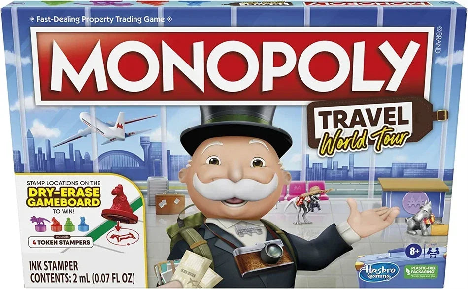 Monopoly World Tour Adventure Family Party Game with Token Stampers